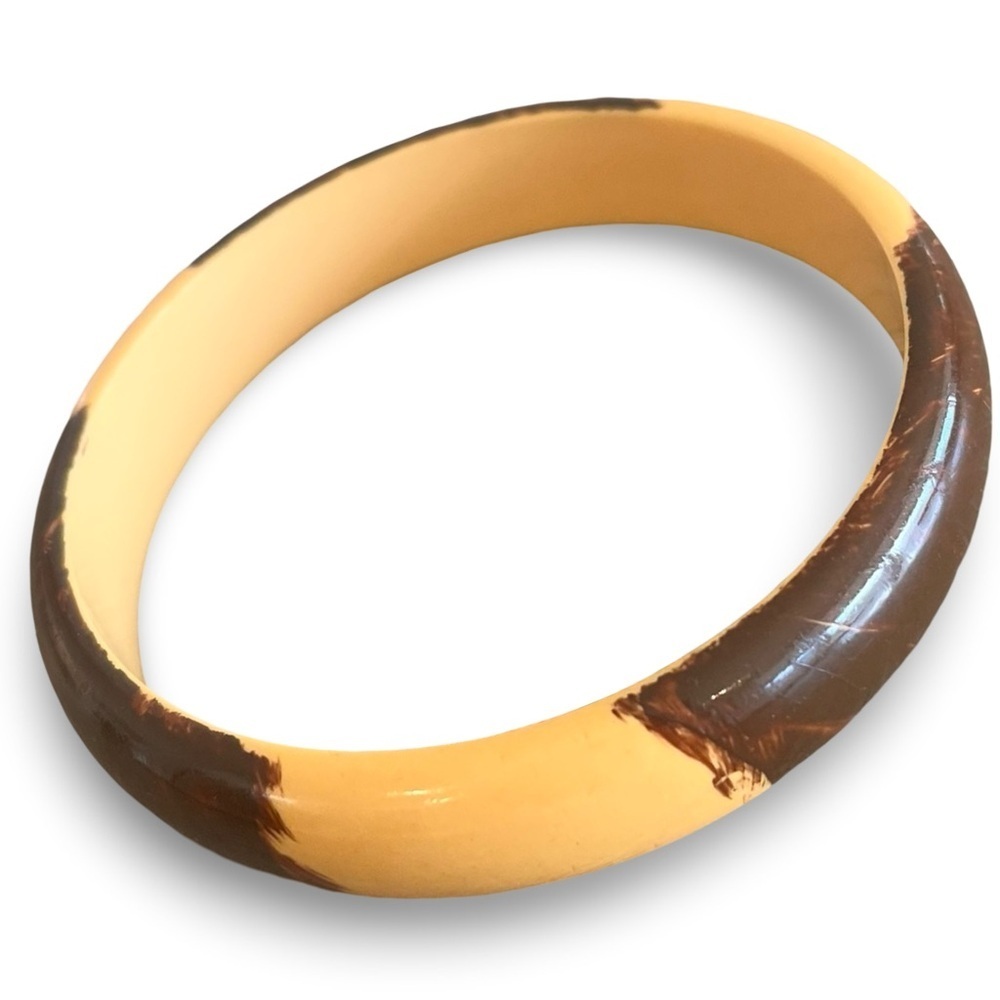 Vintage 80s Yellow and Brown Bangle Bracelet